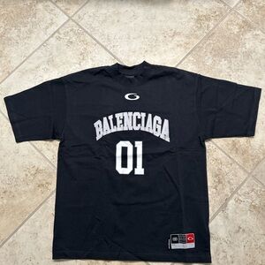 Balenciaga Oversized 01 Jersey T-Shirt Size L Black Short Sleeve